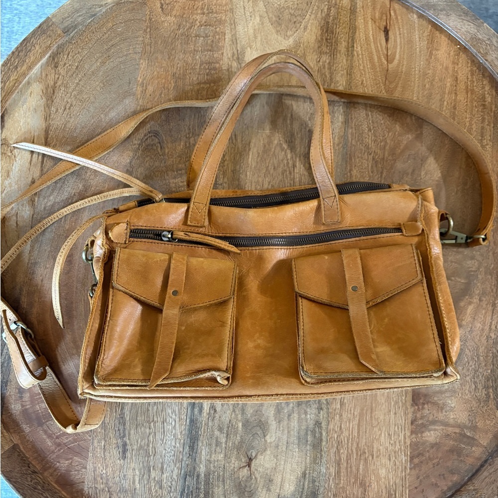 Raven + Lily Womens Joanna’s Favorite Satchel Crossbody Strap Leather Tan OS